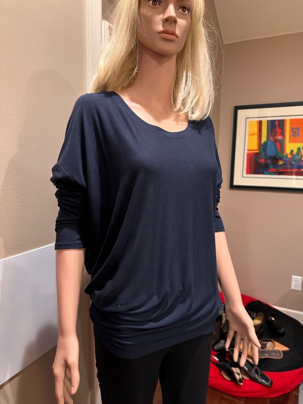 Athleta Oversized Stretchy Navy Long Sleeve Top - Size M - Picture 3 of 7